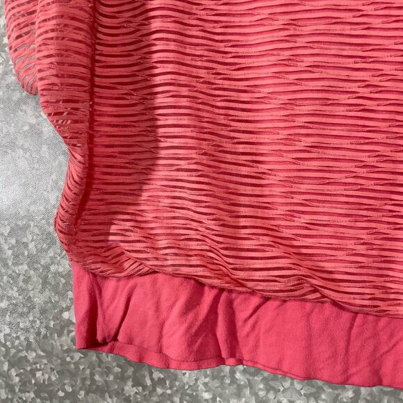 AB Studio Pink Striped Layered Top With Banded Waist - Size XL - Dolman Sleeves - Picture 3 of 5
